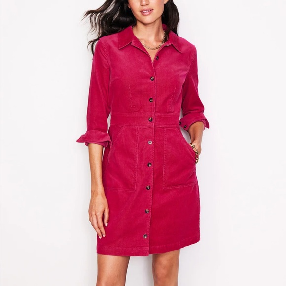 Boden Flora Cord Shirt Dress, Size 14R - Picture 2 of 5